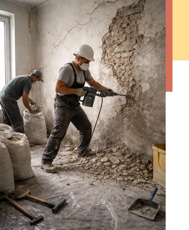 Демонтаж штукатурки со стен в Сальске от 7321 руб/м² — быстро и недорого | ОТДЕЛОЧНИК-Слс