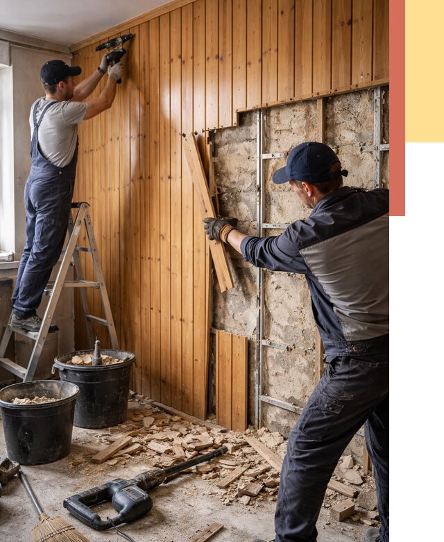 Демонтаж вагонки со стен в Сальске от 1474 руб. — снятие, удаление, срочно | ОТДЕЛОЧНИК-Слс