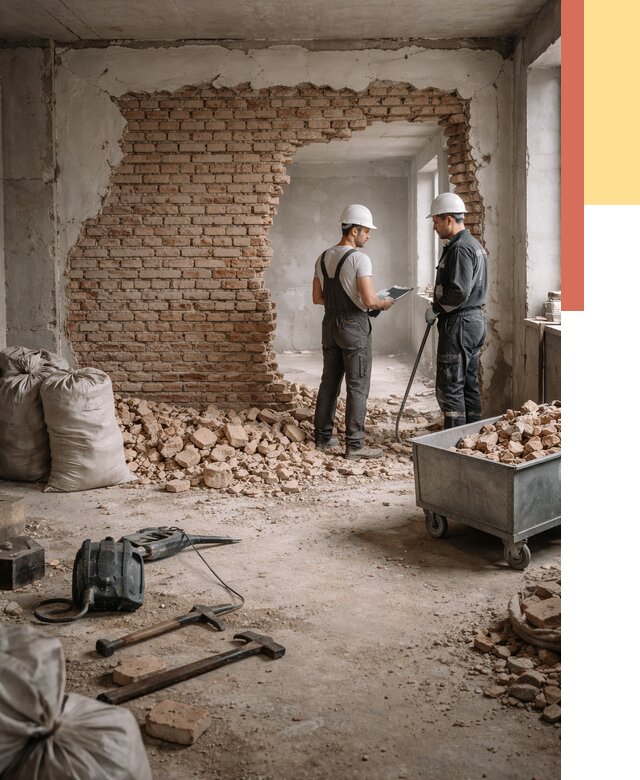 Демонтаж кирпичных стен в Сальске от 4271 руб. — быстро, недорого, под ключ | ОТДЕЛОЧНИК-Слс