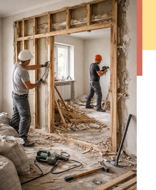 Демонтаж деревянных перегородок в Сальске от 3254 руб. — быстро и недорого | ОТДЕЛОЧНИК-Слс