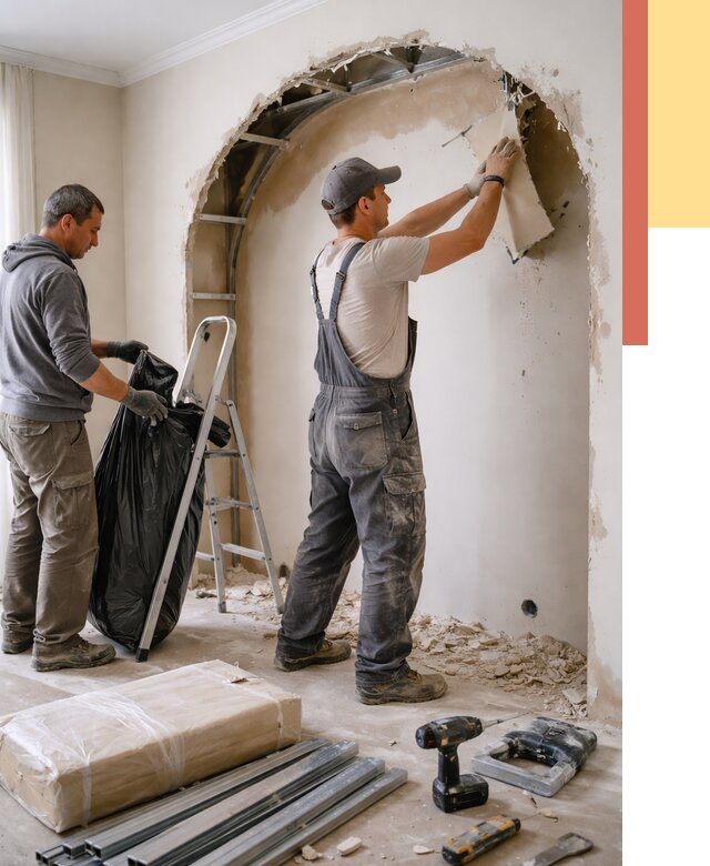 Демонтаж арки из гипсокартона в Сальске от 3559 руб. — услуги под ключ | ОТДЕЛОЧНИК-Слс