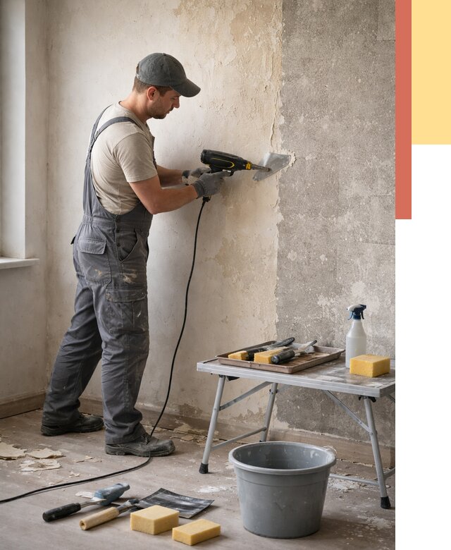 Очистка стен от клея в Сальске от 1881 руб. — снятие и удаление клея со стен | ОТДЕЛОЧНИК-Слс