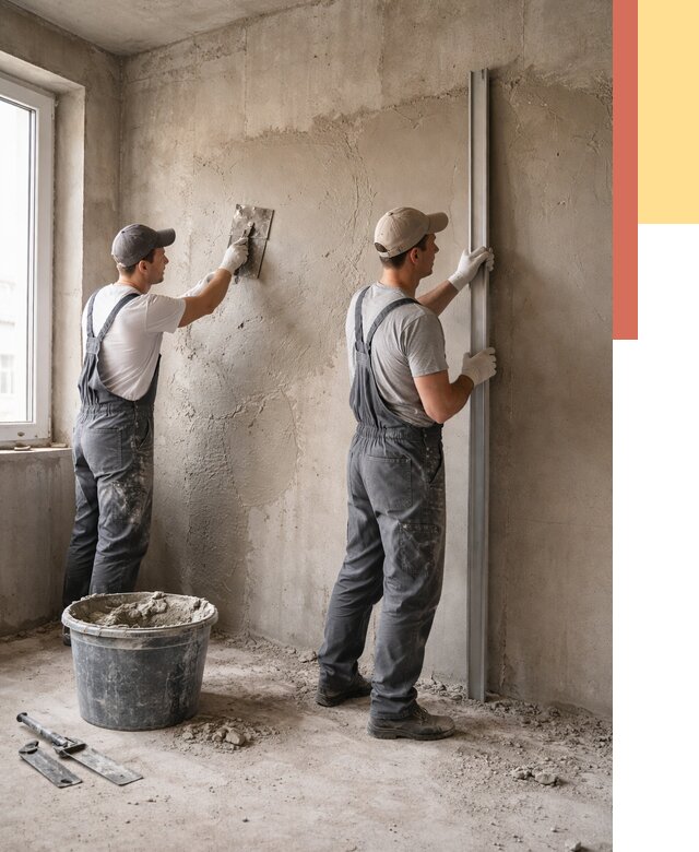 Штукатурка бетонных стен в Сальске от 4576 руб/м² — качественно и быстро | ОТДЕЛОЧНИК-Слс