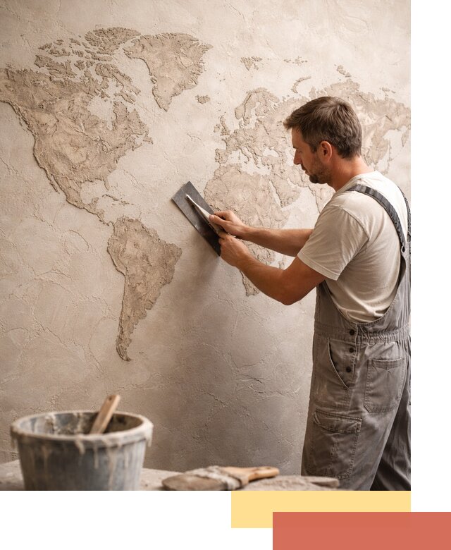 Декоративная штукатурка «Карта мира» под ключ в Сальске