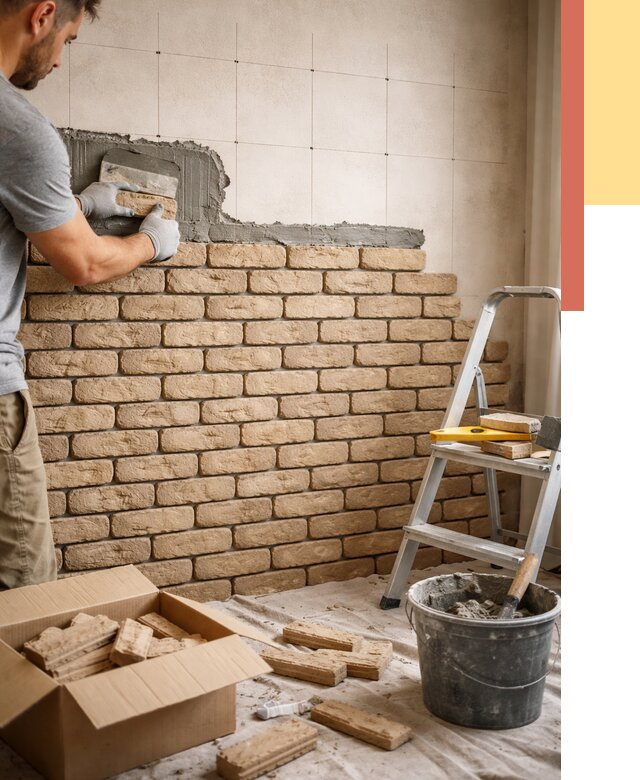 Монтаж декоративного кирпича в Сальске от 3254 руб./м² — быстро и недорого | ОТДЕЛОЧНИК-Слс