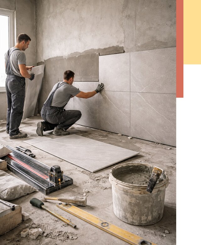 Облицовка стен керамогранитом в Сальске от 4271 руб./м² — услуги под ключ | ОТДЕЛОЧНИК-Слс