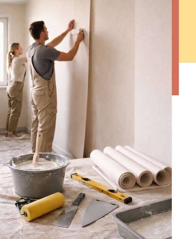 Поклейка бумажных обоев в Сальске от 5592 руб./м2 — быстро и недорого | ОТДЕЛОЧНИК-Слс