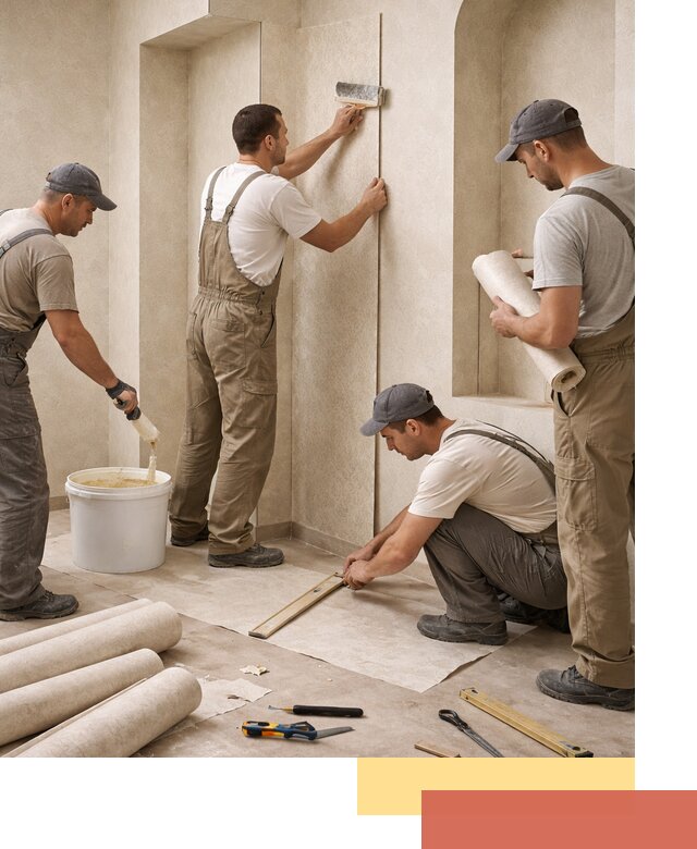 Поклейка обоев на сложные стены и неровные поверхности в Сальске