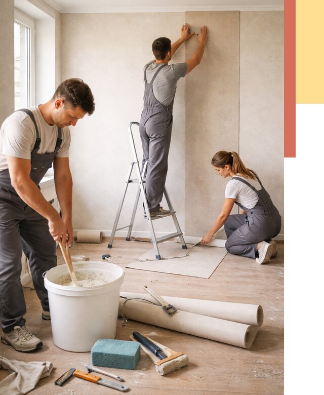 Оклейка стен обоями в Сальске от 3559 руб/м2 — быстро и недорого | ОТДЕЛОЧНИК-Слс