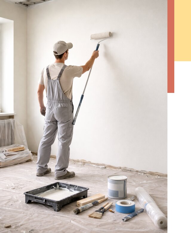 Покраска стен водоэмульсионной краской в Сальске от 458 руб. за м² | ОТДЕЛОЧНИК-Слс