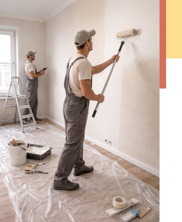 Покраска стен акриловой краской в Сальске от 3559 руб./м² — быстро и недорого | ОТДЕЛОЧНИК-Слс