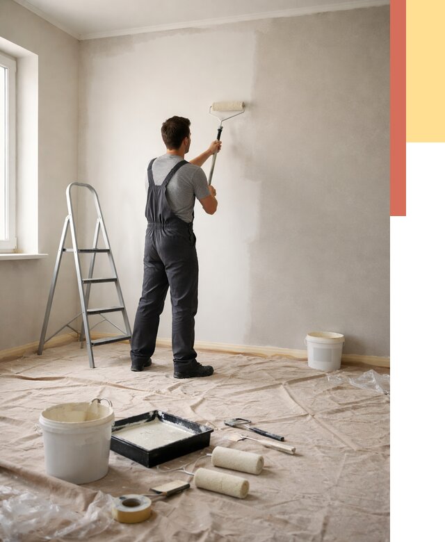 Покраска стен моющейся краской в Сальске от 356 руб./м² — быстро и недорого | ОТДЕЛОЧНИК-Слс