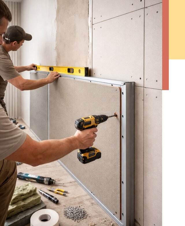 Шумоизоляция стен панелями ЗИПС в Сальске от 2237 руб./м² под ключ | ОТДЕЛОЧНИК-Слс