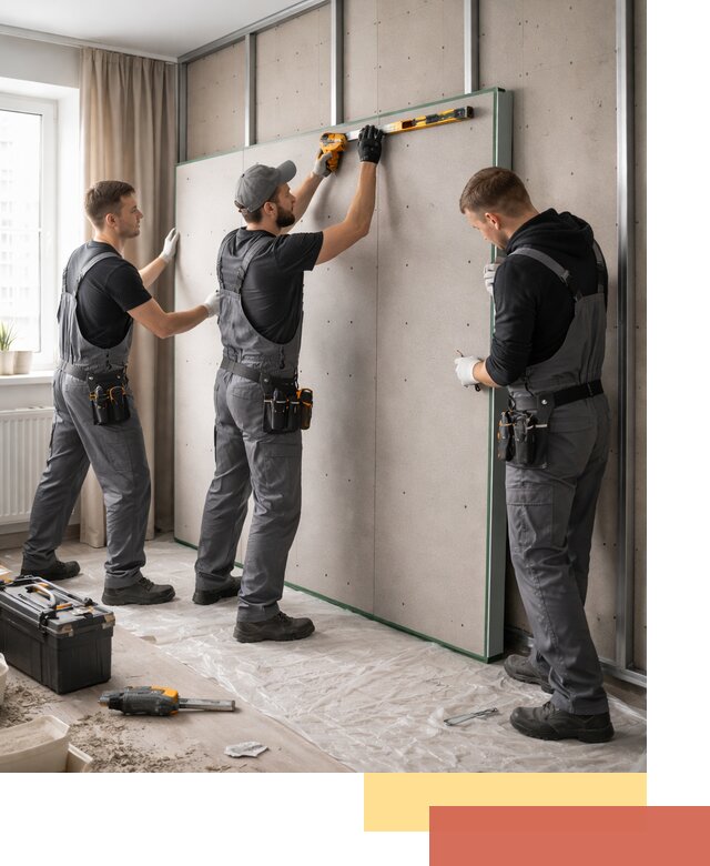 Шумоизоляция стен панелями ЗИПС в Сальске для жилых и коммерческих помещений