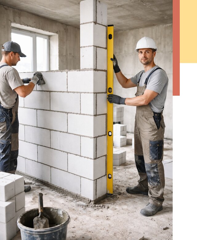 Кладка перегородок из пеноблока в Сальске от 1830 руб. под ключ | ОТДЕЛОЧНИК-Слс