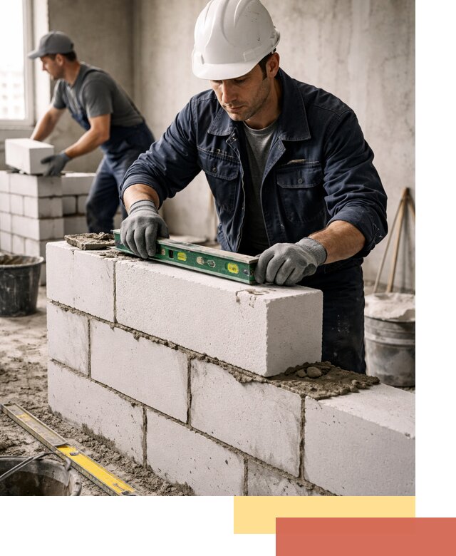 Кладка перегородок из пеноблока под ключ в Сальске