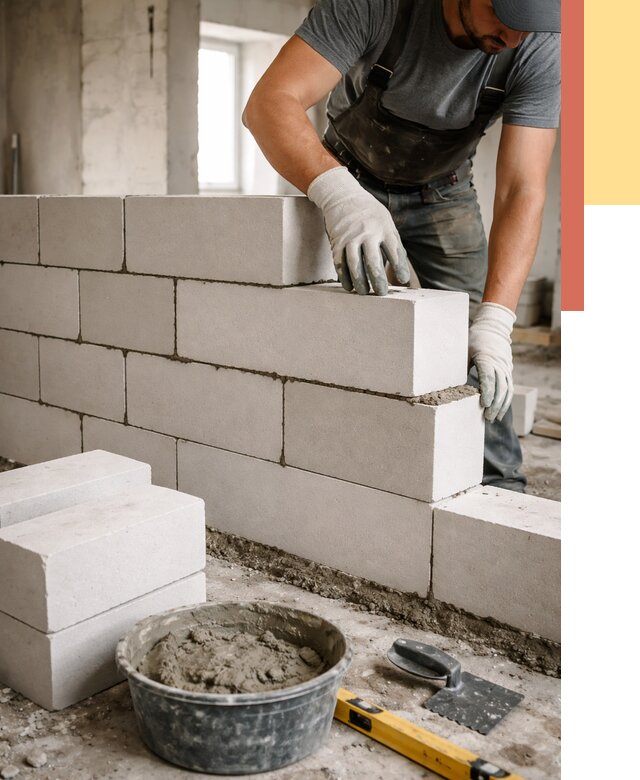 Кладка перегородок из силикатного блока в Сальске от 4067 руб. под ключ | ОТДЕЛОЧНИК-Слс