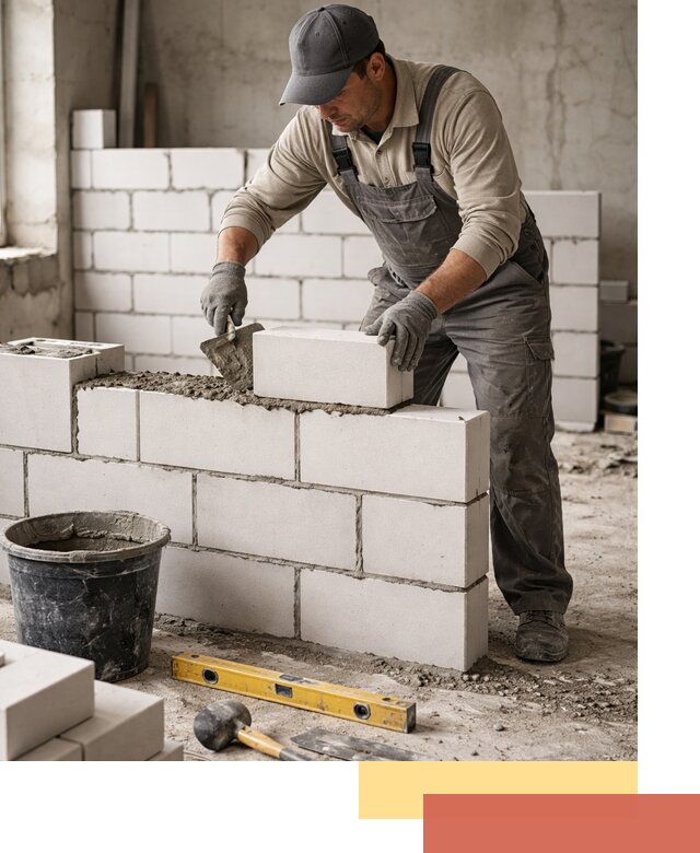 Кладка перегородок из силикатного блока в Сальске