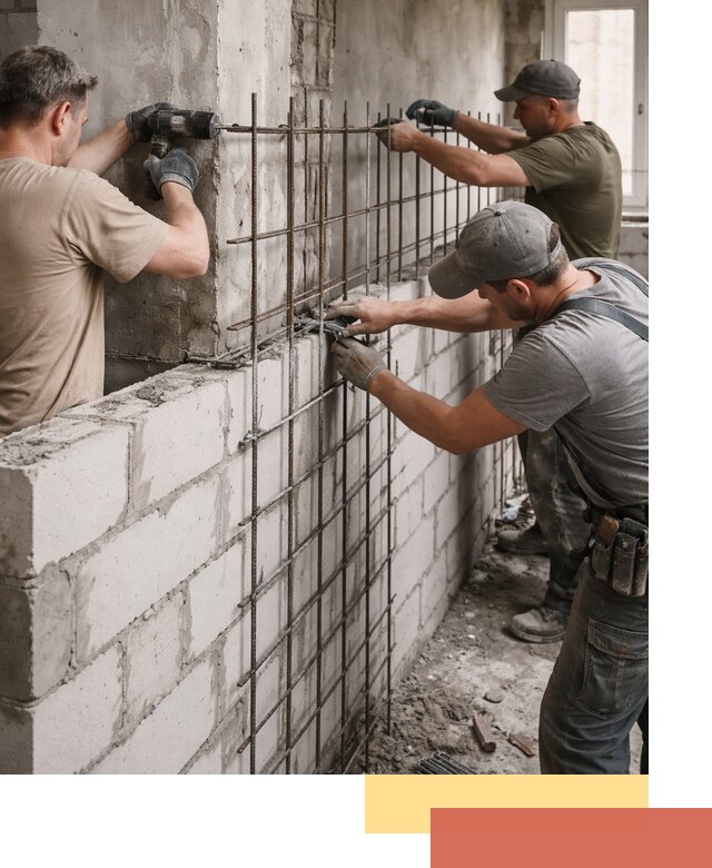 Армирование кладки перегородок в Сальске профессионально и надёжно