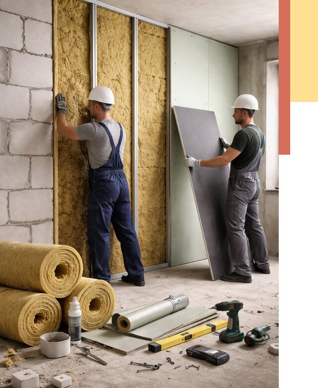 Шумоизоляция перегородок из блоков в Сальске от 1881 руб./м² — быстро и недорого | ОТДЕЛОЧНИК-Слс