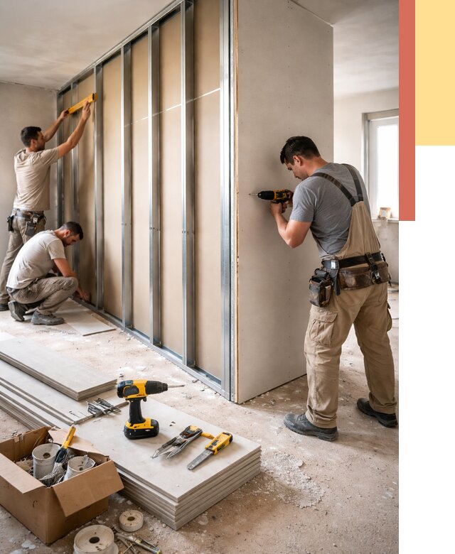 Монтаж однослойной перегородки из гипсокартона в Сальске от 661 руб. | ОТДЕЛОЧНИК-Слс