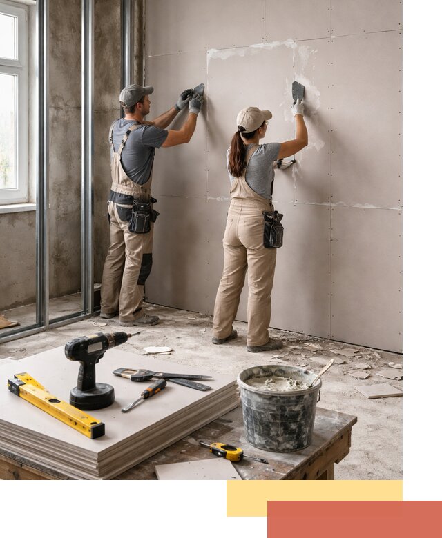 Монтаж двухслойной перегородки из гипсокартона в Сальске