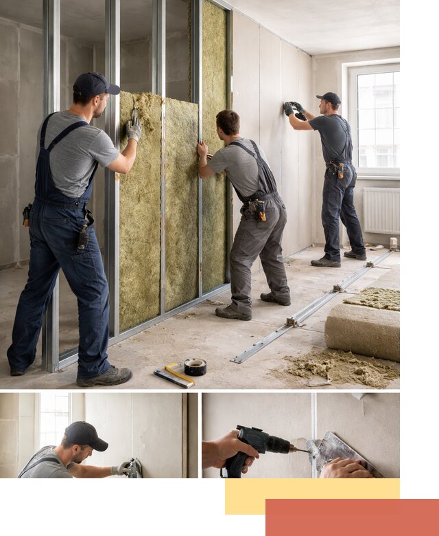 Перегородка из гипсокартона с шумоизоляцией в Сальске — монтаж под ключ