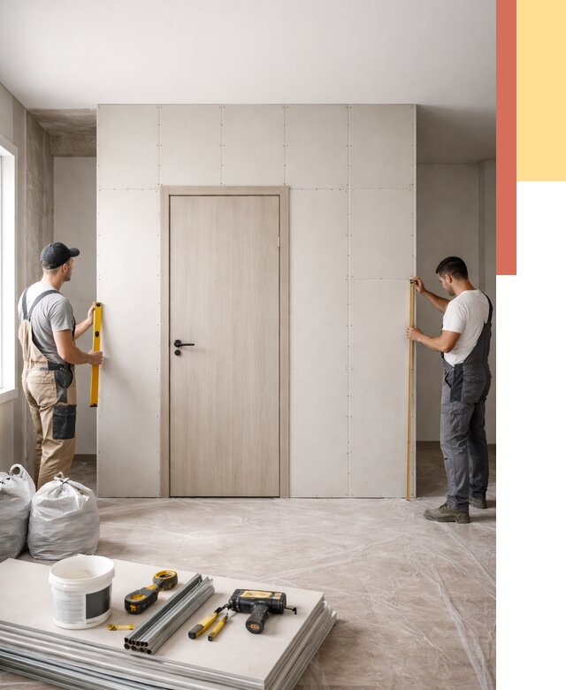 Перегородка из гипсокартона с дверью в Сальске от 4576 руб. под ключ | ОТДЕЛОЧНИК-Слс