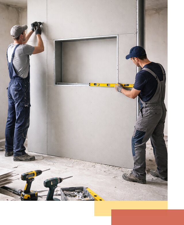 Перегородка из гипсокартона с нишей под декор в Сальске