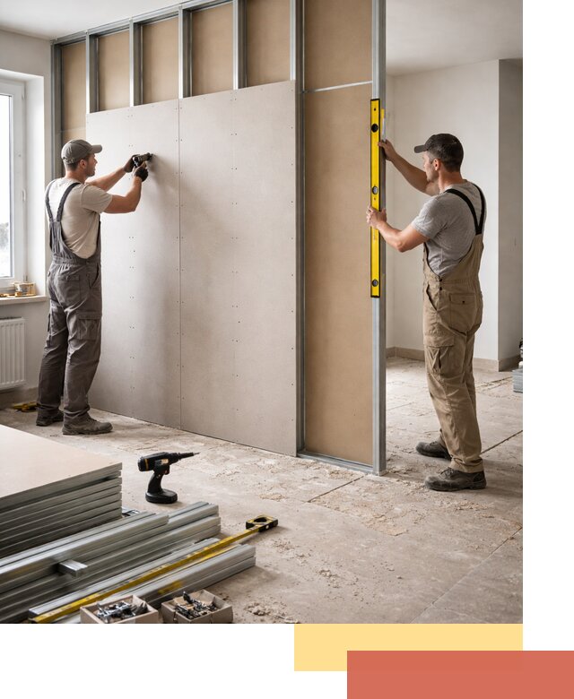 Зонирующая перегородка из гипсокартона под ключ в Сальске