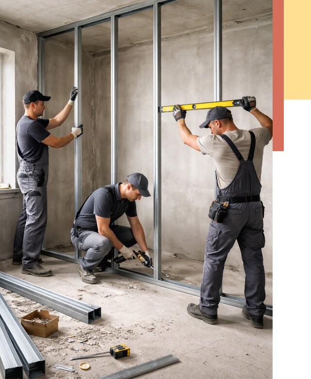 Монтаж каркаса перегородки из профиля в Сальске от 763 руб. | ОТДЕЛОЧНИК-Слс