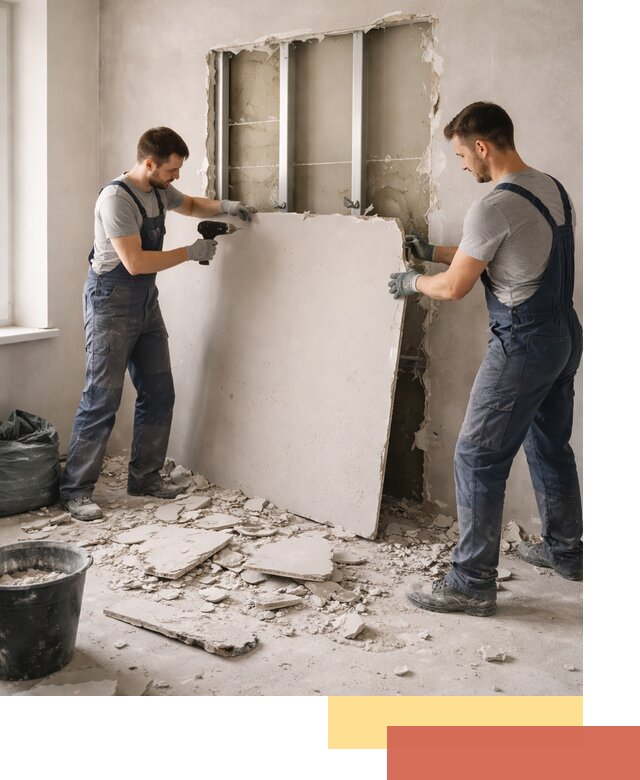 Демонтаж перегородки из гипсокартона в Сальске быстрый и аккуратный