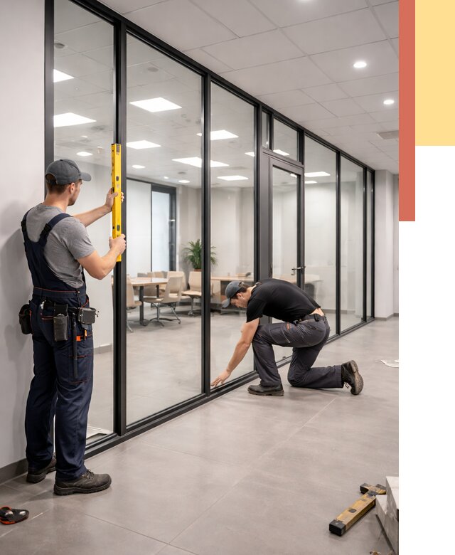 Каркасные стеклянные перегородки в Сальске под ключ от 9355 руб. | ОТДЕЛОЧНИК-Слс