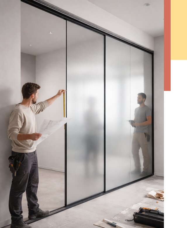 Матовые стеклянные перегородки в Сальске от 8643 руб. — монтаж и установка | ОТДЕЛОЧНИК-Слс