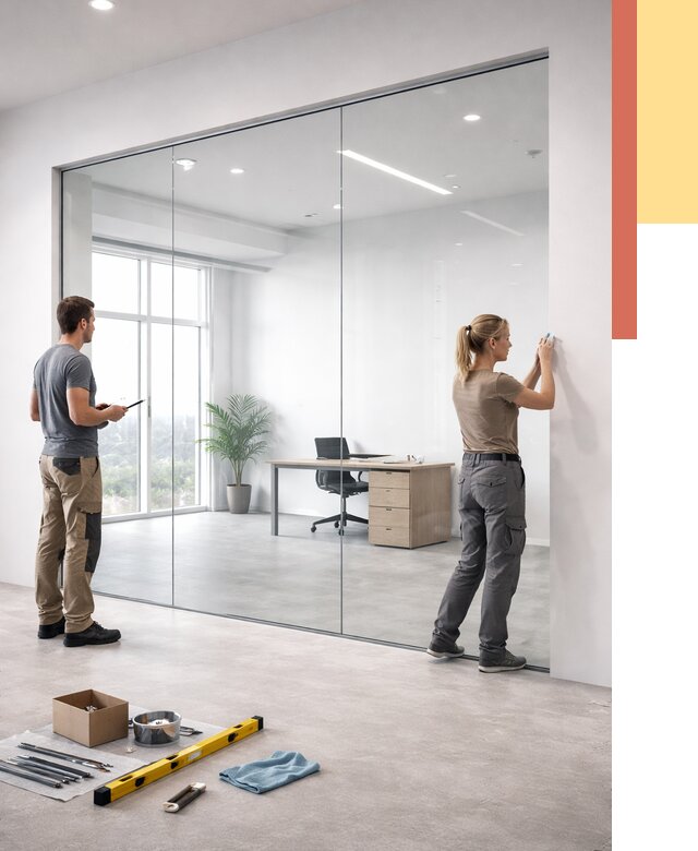 Перегородки из закаленного стекла в Сальске от 9660 руб. под ключ | ОТДЕЛОЧНИК-Слс