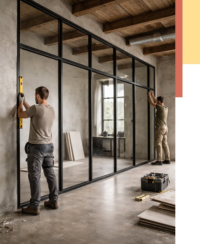 Стеклянные перегородки лофт в Сальске от 10676 руб. под ключ | ОТДЕЛОЧНИК-Слс