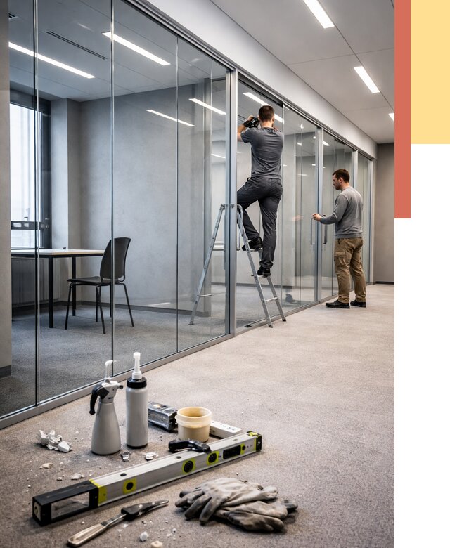 Стеклянные офисные перегородки в Сальске от 8643 руб. — монтаж и установка | ОТДЕЛОЧНИК-Слс