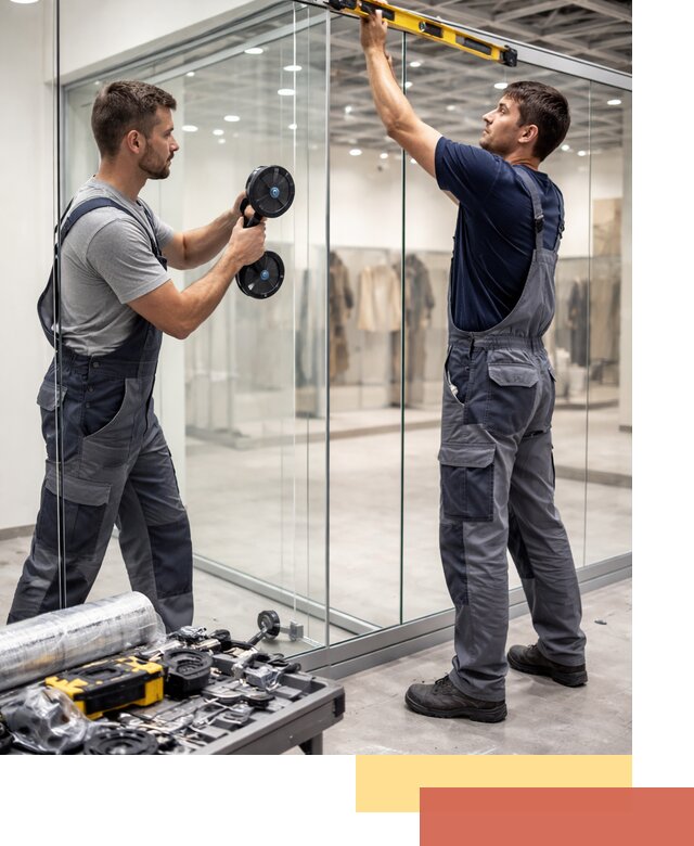 Стеклянные перегородки для магазинов в Сальске — монтаж и установка