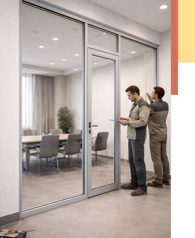 Установка и монтаж алюминиевых перегородок со стеклом в Сальске от 8338 руб. | ОТДЕЛОЧНИК-Слс