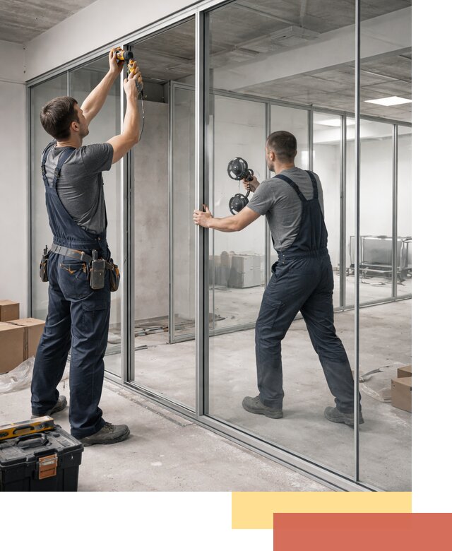 Алюминиевые перегородки со стеклом в Сальске — изготовление и монтаж