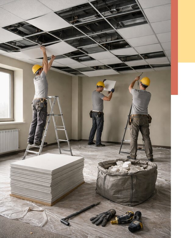 Демонтаж потолка Армстронг в Сальске от 4576 руб. быстро и недорого | ОТДЕЛОЧНИК-Слс