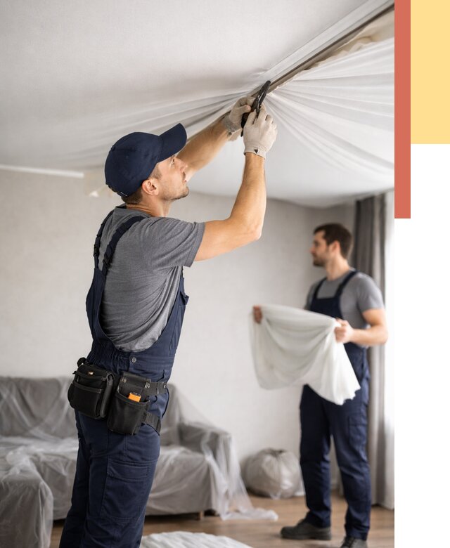 Демонтаж натяжного потолка в Сальске от 4576 руб. — снятие и разбор под ключ | ОТДЕЛОЧНИК-Слс