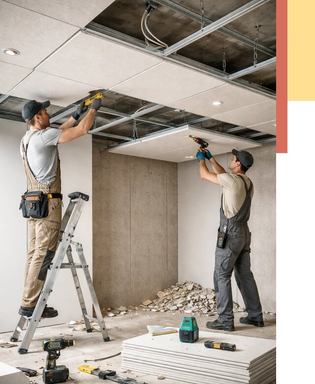 Монтаж акустического потолка в Сальске от 6609 руб/м2 — быстро и недорого | ОТДЕЛОЧНИК-Слс