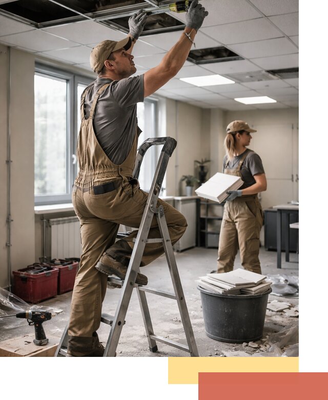 Ремонт потолка Армстронг и замена плит в Сальске