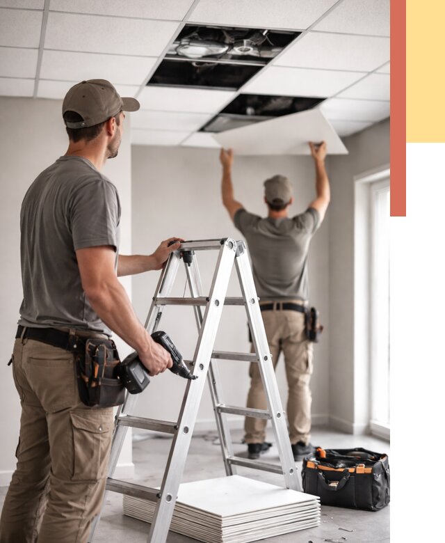 Обслуживание подвесного потолка в Сальске от 3559 руб. — быстро и недорого | ОТДЕЛОЧНИК-Слс