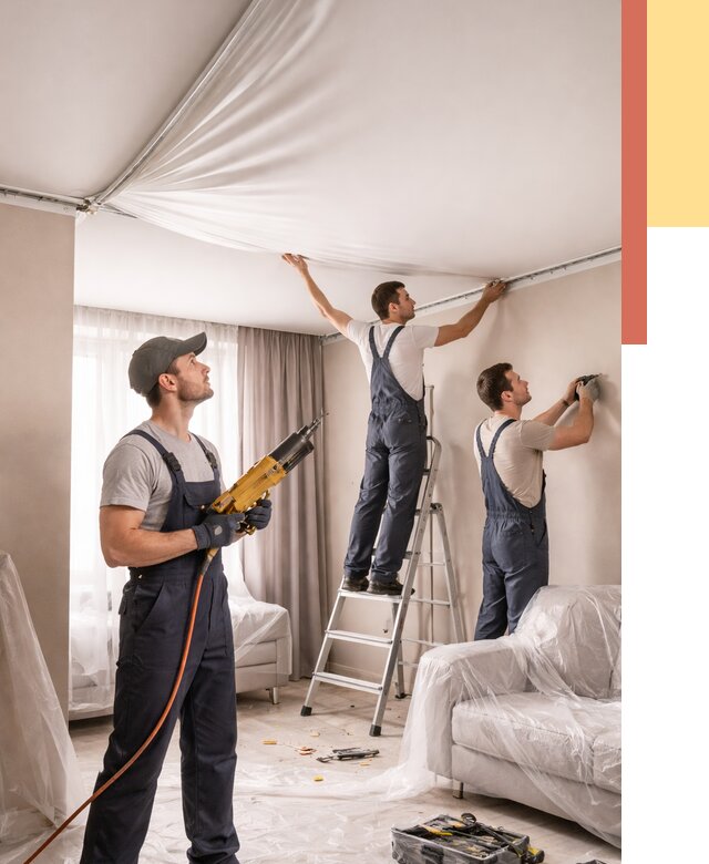 Установка натяжного потолка в Сальске от 4576 руб. | Быстро и недорого — ОТДЕЛОЧНИК-Слс