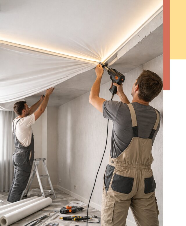 Монтаж натяжного потолка с подсветкой в Сальске от 966 руб. | ОТДЕЛОЧНИК-Слс