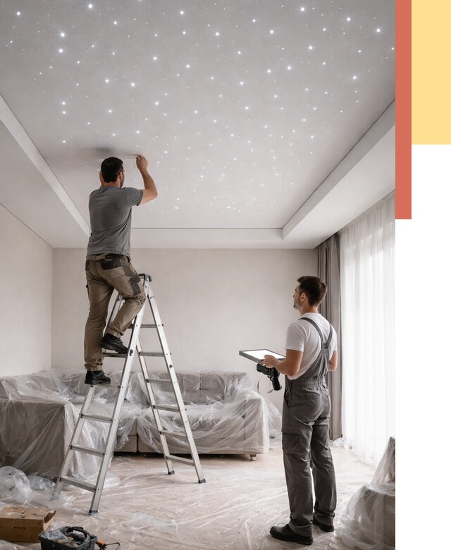 Монтаж натяжного потолка «звездное небо» в Сальске от 6609 руб. | ОТДЕЛОЧНИК-Слс