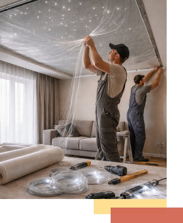 Монтаж натяжного потолка «Звездное небо» в Сальске