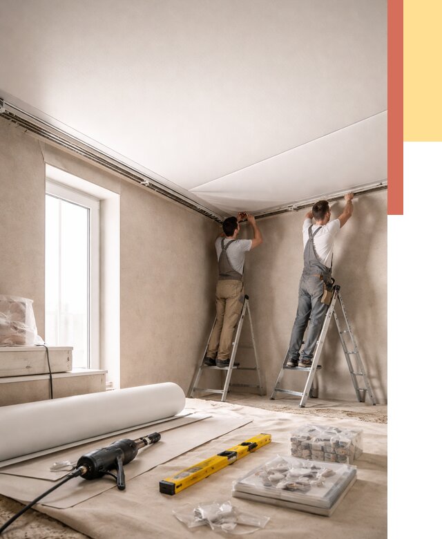 Монтаж натяжного потолка в спальне в Сальске от 3864 руб. под ключ | ОТДЕЛОЧНИК-Слс